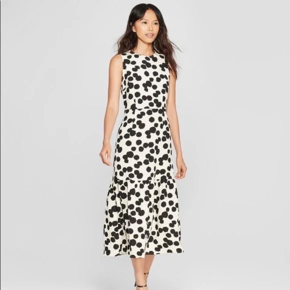 NWT! 🖤 Who What Wear Stunning Dot Print Midi Dress, Size M